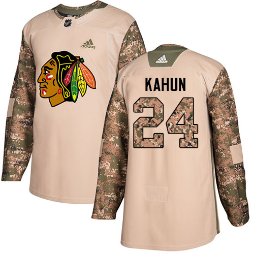 Adidas Chicago Blackhawks #24 Dominik Kahun Camo Authentic 2017 Veterans Day Stitched Jersey Men's