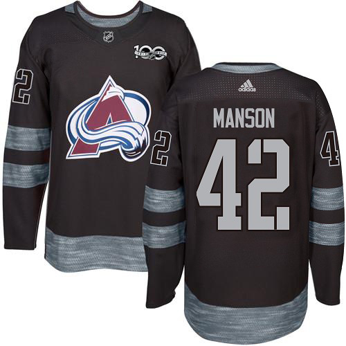Adidas Colorado Avalanche #42 Josh Manson Black 1917-2017 100th Anniversary Stitched Jersey Men's
