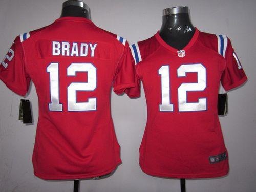 Patriots #12 Tom Brady Red Alternate Women's Stitched Elite Jersey