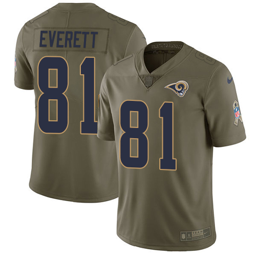 Los Angeles Rams #81 Gerald Everett Olive Youth Stitched Limited 2017 Salute to Service Jersey Youth