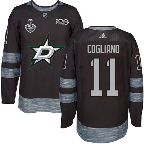 Adidas Dallas Stars #11 Andrew Cogliano Black 1917-2017 100th Anniversary 2020 Stanley Cup Final Stitched Jersey Men's