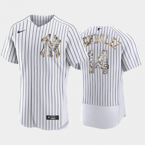 New York New York Yankees #14 Marwin Gonzalez Men's Diamond Edition Jersey - Navy Men's