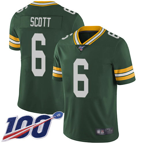 Green Bay Packers #6 JK Scott Green Team Color Youth Stitched 100th Season Vapor Limited Jersey Youth