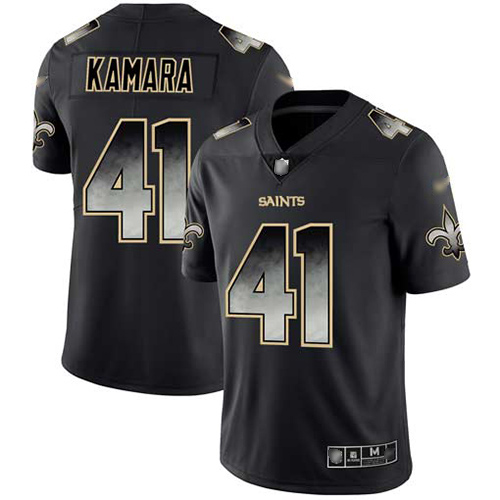 Saints #41 Alvin Kamara Black Men's Stitched Vapor Untouchable Limited Smoke Fashion Jersey