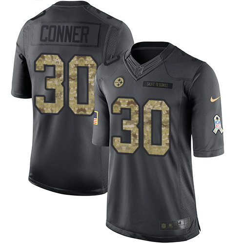 Pittsburgh Steelers #30 James Conner Black Men's Stitched Limited 2016 Salute to Service Jersey Men's