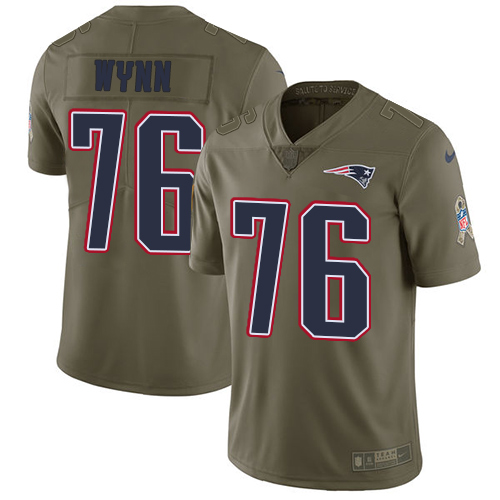 New England Patriots #76 Isaiah Wynn Olive Men's Stitched Limited 2017 Salute To Service Jersey Men's
