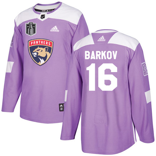 Adidas Lightning #16 Aleksander Barkov Purple 2023 Stanley Cup Final Patch Authentic Fights Cancer Stitched Jersey