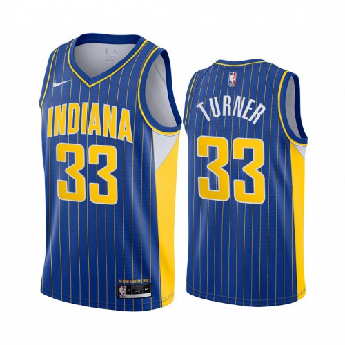 Indiana Pacers #33 Myles Turner Blue Womens Swingman 2020-21 City Edition Jersey Womens