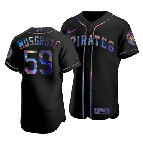 Pittsburgh Pittsburgh Pirates #59 Joe Musgrove Men's Iridescent Holographic Collection Jersey - Black Men's