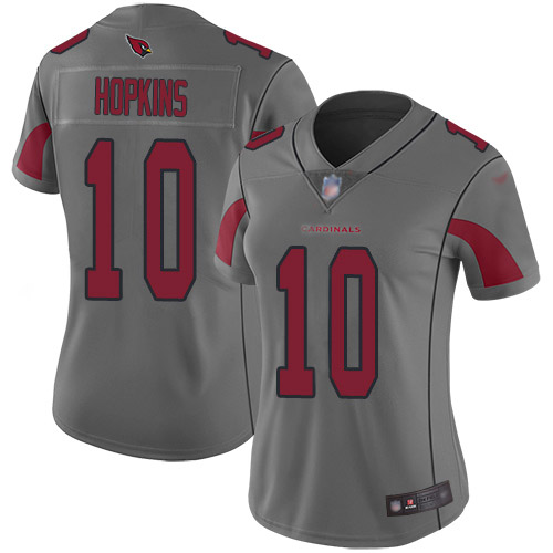 Cardinals #10 DeAndre Hopkins Silver Women's Stitched Limited Inverted Legend Jersey