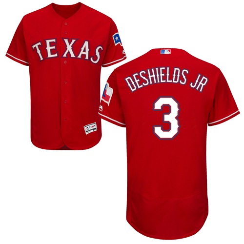 Texas Rangers #3 Delino DeShields Jr. Red Flexbase Authentic Collection Stitched Jersey Men's