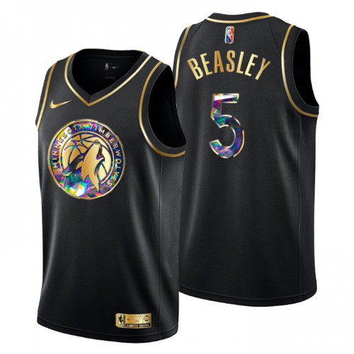 Minnesota Minnesota Timberwolves #5 Malik Beasley Mens Golden Edition Diamond Logo 2021/22 Swingman Jersey - Black Mens