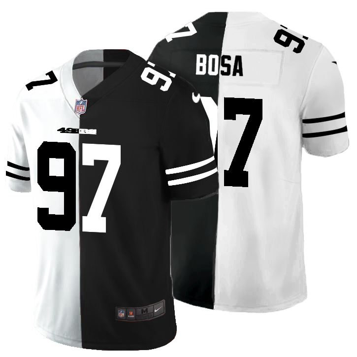 San Francisco 49ers #97 Nick Bosa Men's Black V White Peace Split Vapor Untouchable Limited Jersey