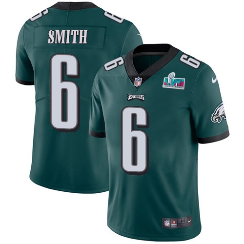 Eagles #6 DeVonta Smith Green Team Color Super Bowl LVII Patch Youth Stitched Vapor Untouchable Limited Jersey