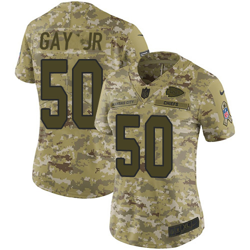 Kansas City Chiefs #50 Willie Gay Jr. Camo Women's Stitched Limited 2018 Salute To Service Jersey Womens