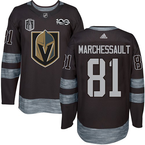 Adidas Golden Knights #81 Jonathan Marchessault Black Youth 2023 Stanley Cup Final Patch 100th Anniversary Stitched Jersey