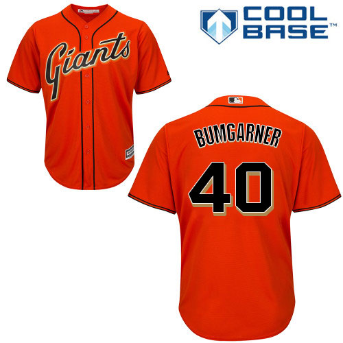 San Francisco Giants #40 Madison Bumgarner Orange Alternate Stitched Youth Jersey Youth