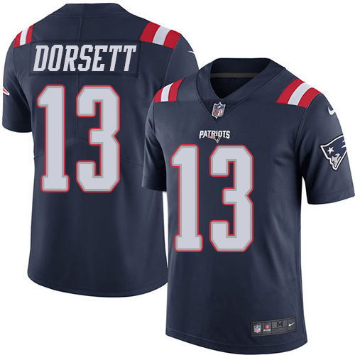 New England Patriots #13 Phillip Dorsett Navy Blue Men's Stitched Limited Rush Jersey Men's