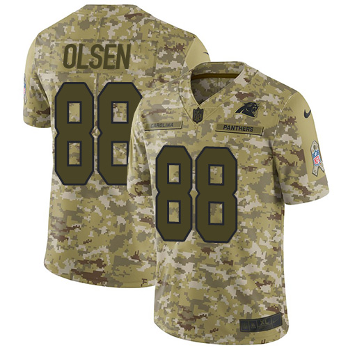 Carolina Panthers #88 Greg Olsen Camo Men's Stitched Limited 2018 Salute To Service Jersey Men's