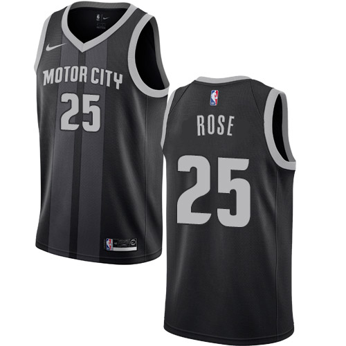 Detroit Pistons #25 Derrick Rose Black Swingman City Edition 2018/19 Jersey Mens