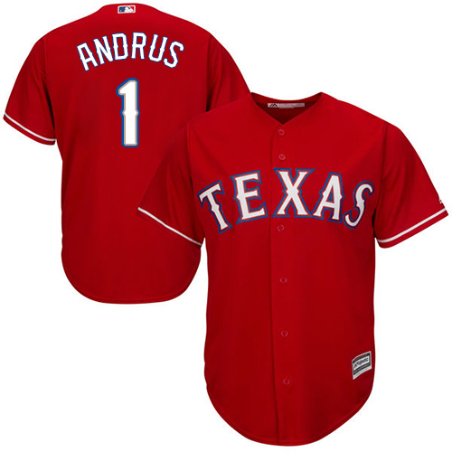 Texas Rangers #1 Elvis Andrus Red Cool Base Stitched Youth Jersey Youth