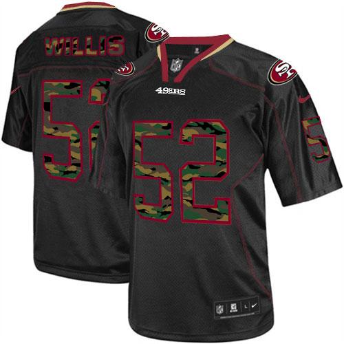 San Francisco 49ers #52 Patrick Willis Black Men's Stitched Elite Camo Fashion Jersey Men's