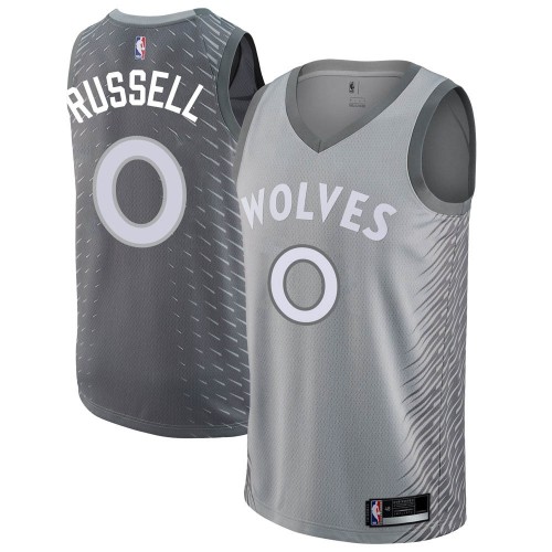Minnesota Timberwolves #0 DAngelo Russell Silver Youth Swingman City Edition Jersey Youth