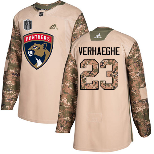 Adidas Panthers #23 Carter Verhaeghe Camo 2023 Stanley Cup Final Patch Authentic Stitched Youth Jersey