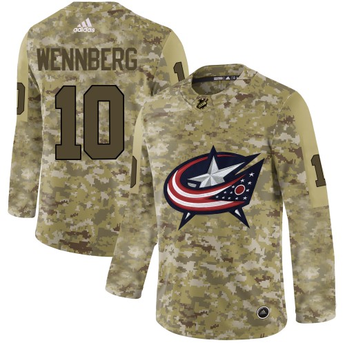 Adidas Columbus Blue Jackets #10 Alexander Wennberg Camo Authentic Stitched Jersey Men's