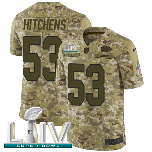 Kansas City Chiefs #53 Anthony Hitchens Camo Super Bowl LIV 2020 Men's Stitched Limited 2018 Salute To Service Jersey Men's