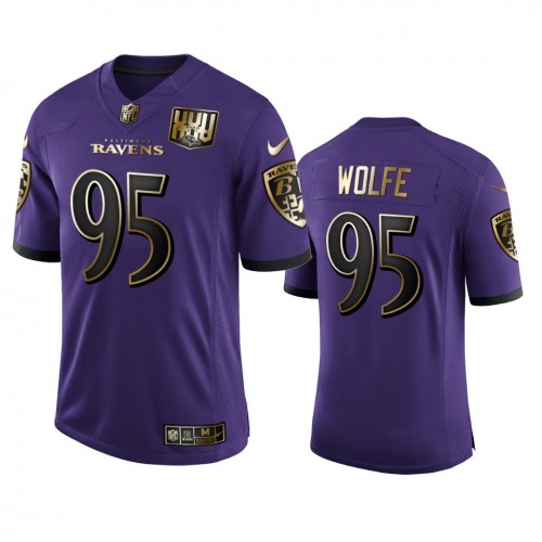 Baltimore Baltimore Ravens #95 Derek Wolfe Men's Purple Team 25th Season Golden Limited Jersey Men's