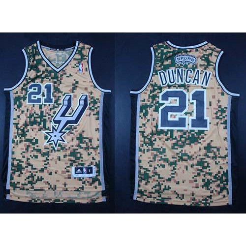 San Antonio Spurs #21 Tim Duncan Camo Stitched Jersey Mens