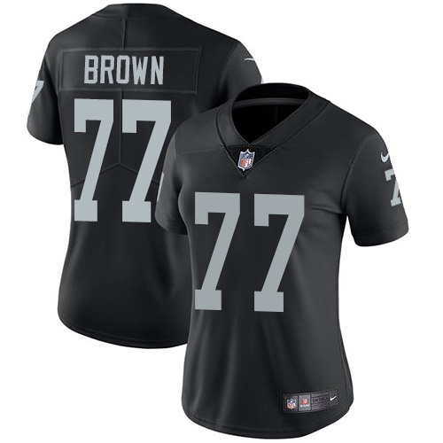 Las Vegas Raiders #77 Trent Brown Black Team Color Women's Stitched Vapor Untouchable Limited Jersey Womens