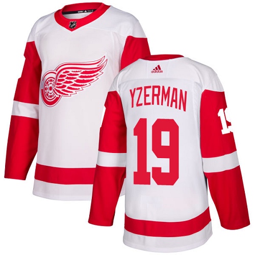 Adidas Detroit Red Wings #19 Steve Yzerman White Road Authentic Stitched Youth Jersey Youth