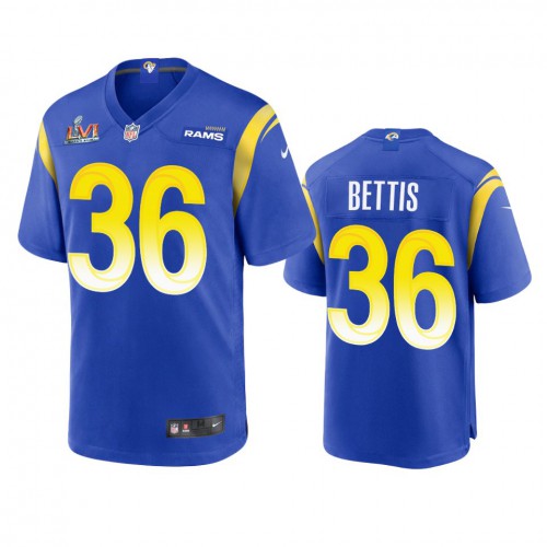 Los Angeles Los Angeles Rams #36 Jerome Bettis Men's Super Bowl LVI Patch Game Jersey - Royal Men's