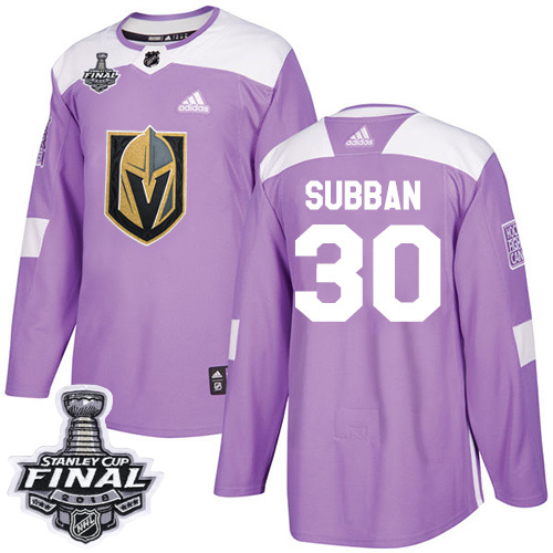 Adidas Golden Vegas Golden Knights #30 Malcolm Subban Purple Authentic Fights Cancer 2018 Stanley Cup Final Stitched Jersey Men's
