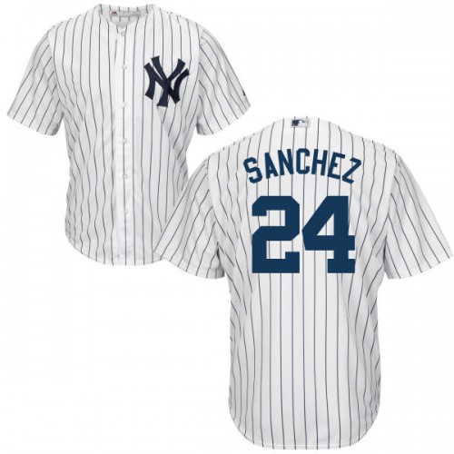 New York Yankees #24 Gary Sanchez White Home Stitched Youth Jersey Youth