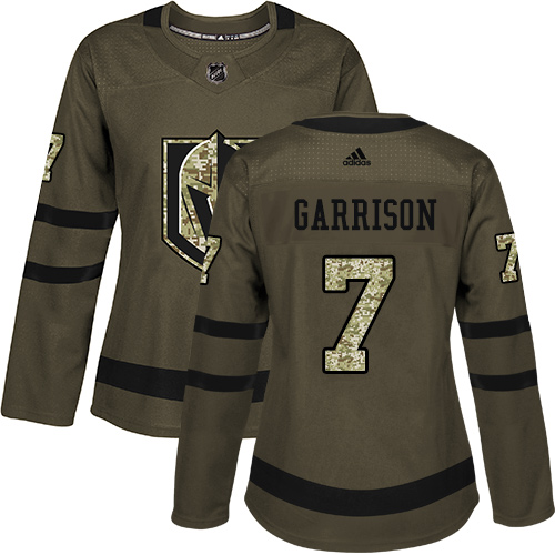 Adidas Golden Vegas Golden Knights #7 Jason Garrison Green Salute to Service Women's Stitched Jersey Womens