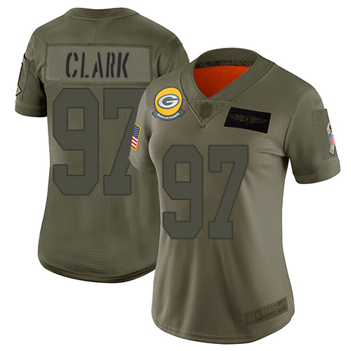 Green Bay Packers #97 Kenny Clark Camo Women's Stitched Limited 2019 Salute to Service Jersey Womens