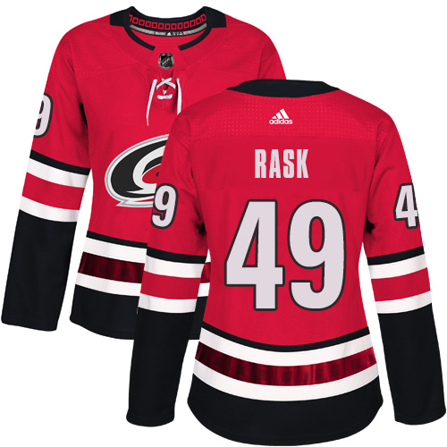 Adidas Carolina Hurricanes #49 Victor Rask Red Home Authentic Women's Stitched Jersey Womens
