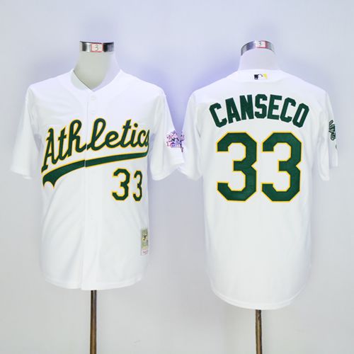 Mitchell And Ness Oakland Athletics #33 Jose Canseco White Throwback Stitched Jersey Men's