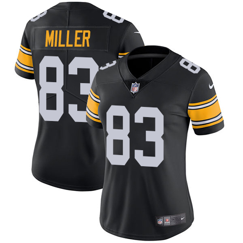 Pittsburgh Steelers #83 Heath Miller Black Alternate Women's Stitched Vapor Untouchable Limited Jersey Womens