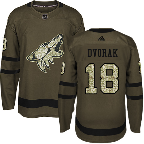 Adidas Arizona Coyotes #18 Christian Dvorak Green Salute to Service Stitched Jersey Men's
