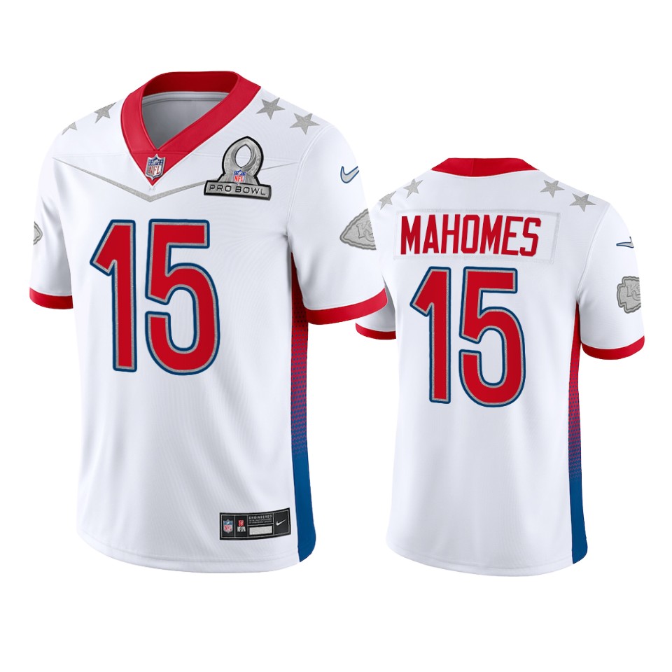 Chiefs #15 Patrick Mahomes Men's 2022 AFC Pro Bowl Game Jersey White
