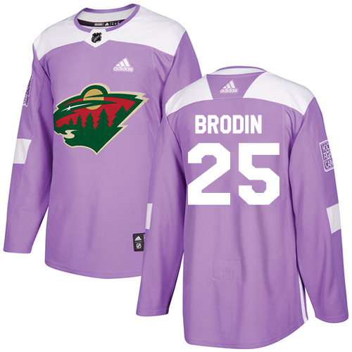 Adidas Minnesota Wild #25 Jonas Brodin Purple Authentic Fights Cancer Stitched Jersey Men's