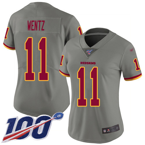 Washington Commanders #11 Carson Wentz Gray Women's Stitched Limited Inverted Legend Jersey Womens