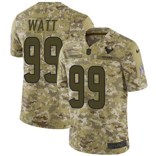 Houston Texans #99 J.J. Watt Camo Men's Stitched Limited 2018 Salute To Service Jersey Men's