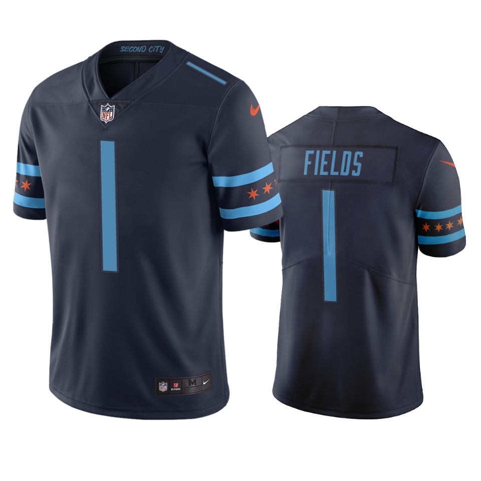 Bears #1 Justin Fields Navy Blue Team Color Men's Stitched Limited City Edition Jersey