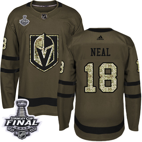 Adidas Golden Vegas Golden Knights #18 James Neal Green Salute to Service 2018 Stanley Cup Final Stitched Youth Jersey Youth