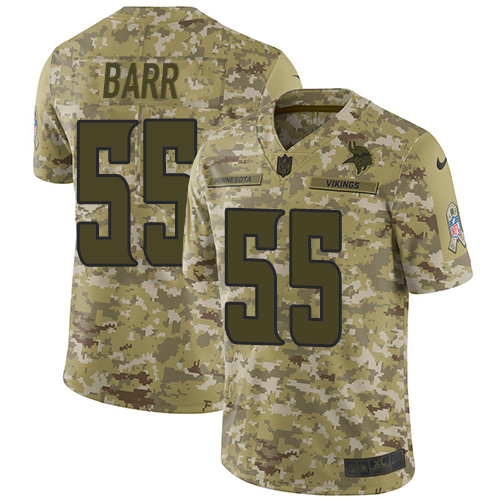 Minnesota Vikings #55 Anthony Barr Camo Youth Stitched Limited 2018 Salute to Service Jersey Youth